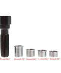 Image of 14mm Ignition Plug Rethread Kit with reamer tap and 4 threaded inserts of various sizes for aluminum cylinder heads.