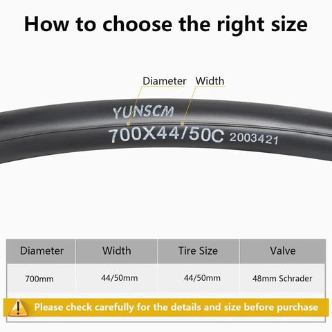How to choose Heavy Duty 700C Bike Inner Tubes 44C To 50C AV48 Schrader Valve 2 Pack size guide and details