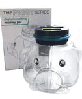 Smart Digital Piggy Bank For Kids And Adults, Clear Pig Shaped Money Jar With LCD Counter, product box in background