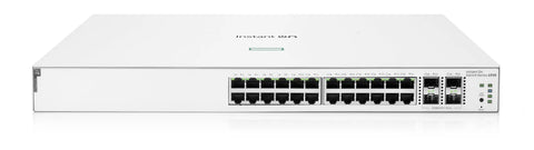 Front view of Instant On 1930 24 Port Gigabit Ethernet Switch with 24xGE PoE 195W and 4x 1G 10G SFP Plus US Cord L2 Plus Smart Switch