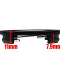 Side view of 63mm Wheel Center Caps Set Of 4 Black Hub Covers Replacement showing 11mm and 7.9mm thickness indicators