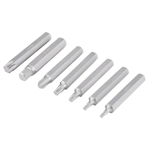 Top Notch 40 Pc Hex Star Torx Spline Bit Set With 1/2 And 3/8 Inch Drive Crank Tool Kit Built From Durable Alloy Steel For Heavy Duty Jobs Fast Bit Swaps And Handy Blow Molded Case Storage, six Torx bits