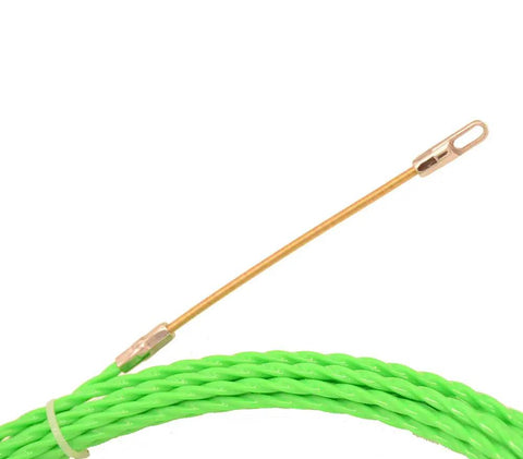 33 Ft Upgraded Pet Fish Tape Electrical Wire Threader Puller Tool For Cpu Ethernet Cable Installation with green leader rod.