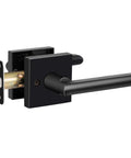 Matte Black Interior Door Lever With Square Plate, Reversible Left Or Right Handing, Heavy Duty Passage Door Handle For Hallway And Closet, No Locking, Easy Install, Modern Commercial Style