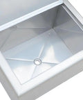 Pro-Level 23X17 Drop-In Stainless Steel Ice Chest With Rock-Solid Dual-Wall Insulation interior view showcasing drain hole.