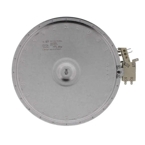 Range Surface Element RS975D25 Replacement For Stoves Drop In Easy Install Gray Color 1 Year Warranty Compatible With 316555800 And W10275049 Top Notch Quality Replacement For Your Oven, circular metal element with connectors visible