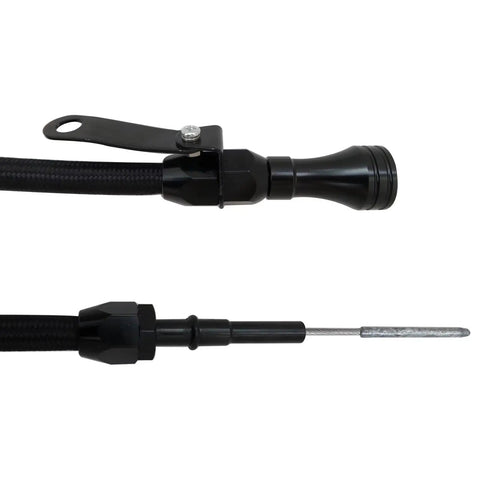 Flexible Black Aluminum And Stainless Oil Dipstick For LS Engines 4.8L 5.7L 6.0L With Teflon-Lined Braided Housing