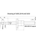 Drawing of Badass C7 Ball Screw Set SFU3210 500mm dimensions with BK25 BF25 support specifications for CNC use.