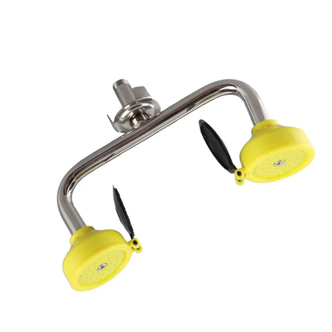 Wall Mounted Eyewash Station With Aerated Spray, Grab And Go Portable First Aid Eye Wash Unit, 304 Stainless Steel, Faucet Mount, Yellow Spray Heads