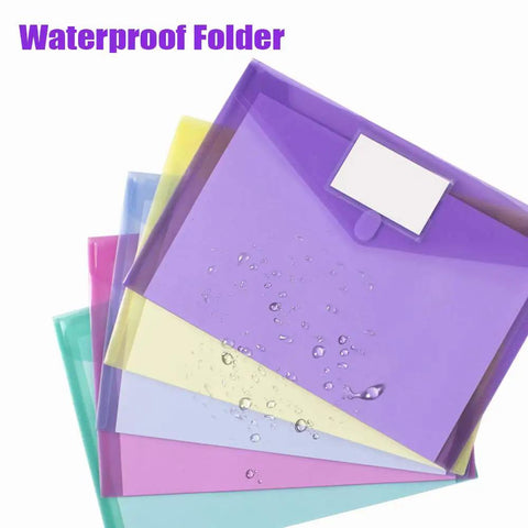 10 Pack Clear File Folders With Transparent Envelopes, Assorted Color Poly Document Folders With Label Pockets For Letter And A4 Size Papers