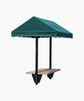 Cabana Canopy With 8 Ft Bench For Tennis Bocce Golf Courts, 10 Ft Long Shade Structure, Direct Burial Or Surface Mount Installation