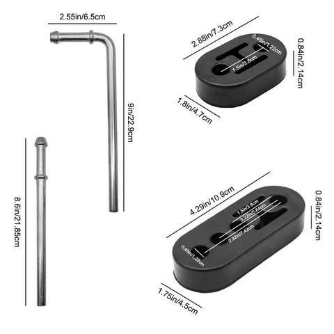 Heavy Duty Exhaust Hanger Rod Set 9 Inch 90 Degree Steel Hanger with 8.6 Inch Long Rods, Zinc Coated Mild Steel Muffler Hangers