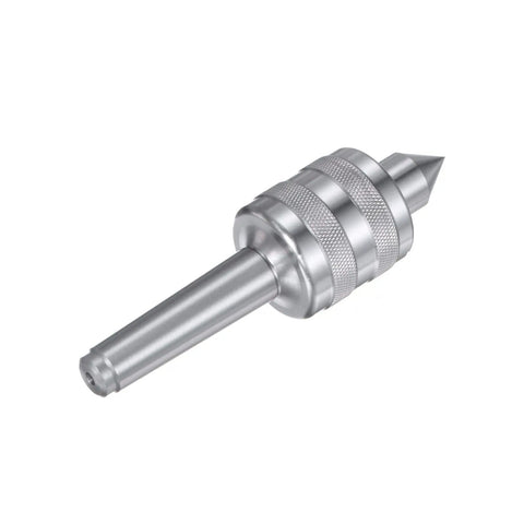 MT2 Live Center for CNC Lathe, Morse Taper Precision Medium Duty Rotary Knurling Live Center for High Speed Turning, silver metallic view.