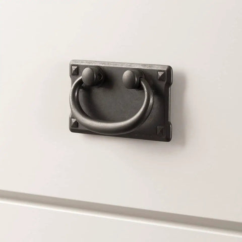 Backplate Drawer Pulls Set of 10 Black Metal Cabinet Handles 3 Inch Center Rustic Flat Dresser Pulls for Farmhouse Cabinets