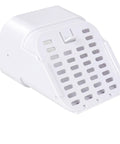 Tough As Nails 2X3 Downspout Extender With Removable Critter Mesh, white plastic guard designed to prevent clogs and critters.