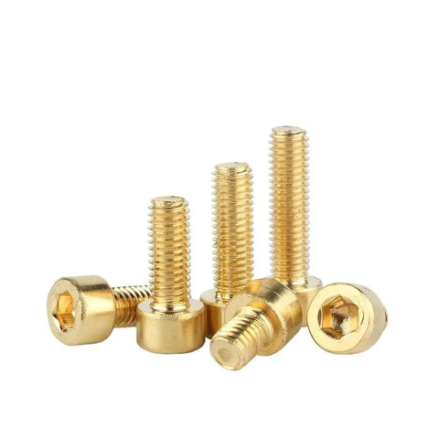 Solid Brass Copper Hex Socket Cap Machine Bolts M3 M4 M5 Precision Thread Fasteners for heavy duty tasks, various lengths.