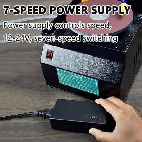 Professional Wet Dry Bench Sander And 350W Electric Grinder showing 7-speed power supply for adjustable speed control.