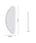 Side view and dimensions of 30 Pairs Silicone Nose Pads For Eyeglasses And Sunglasses No Slip 1mm Clear Replacement Pads