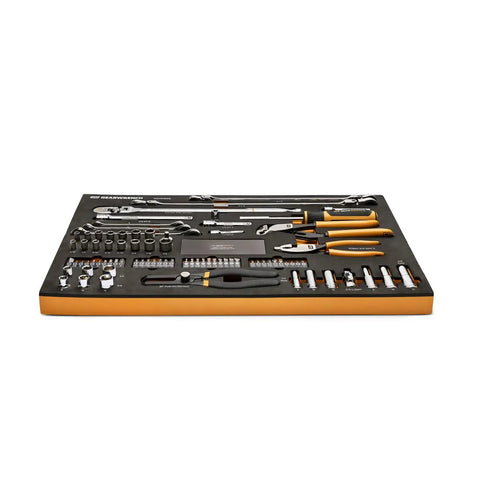 82 Piece 120XP Auto Tool Set Pro Grade In Foam Storage Tray With Low Profile 3 8 Inch Drive Teardrop Ratchet