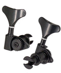 Level Up Your Rig With Premium Alloy Bass Guitar Tuner Machines And Precision Peg Keys Designed For Smooth Shifting And Lock Tight Performance In Rock Session Or Studio Setup With Reliable 14L14R Mounting For Quick Installation. Black alloy 14L14R bass guitar tuner machines set, side view