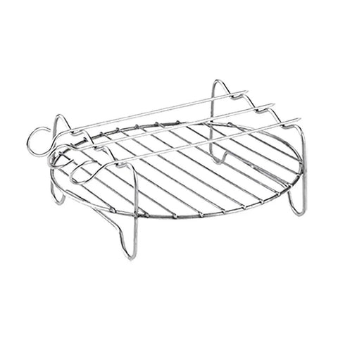 Dual rack with skewers from 6 Piece Air Fryer Accessory Kit For 5.0 To 7.0 Quart Models With 8 Inch Baking Pan And 8 Inch Pie Pan Dual Racks And Skewers Fits Most 3.7 Qt And Up Electric Fryers