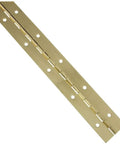Pro Grade Continuous Door Hinge With Slick Brass Finish, 1.5in x 12in, designed for woodwork and cabinet builds.