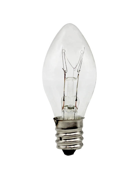 Single clear bulb from Box Of 25 Clear Blinker Light Bulbs With C7 Candelabra Base Random Blinking Perfect For Night Lights Christmas String Lights Holiday Decor And Seasonal Displays 7 Watt