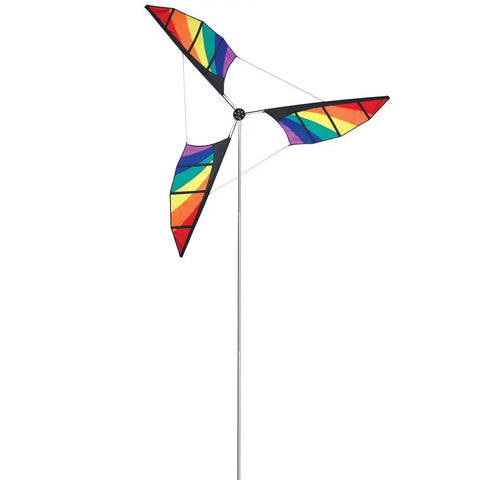 Rainbow 6.5 Foot Wind Generator Kite with UV resistant Suntex fabric, aluminum mast, and colorful design for outdoor fun.