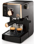 Semi Automatic Espresso Machine With 15 Bar Pump And 850W Power 1 Liter Water Tank Steam And Hot Water Milk Frother Copper Polished Finish Detachable Parts Anti Drip Fine Filter Home Coffee Maker For Barista At Home