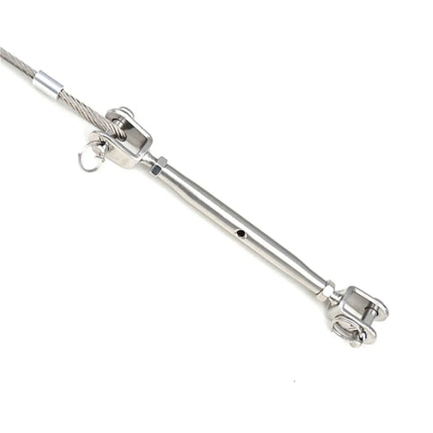 Heavy Duty M20 316 Stainless Steel Turnbuckle Cable Wire Rope Tensioner Tightener for outdoor use close-up view.