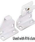 Rock-Solid R16 Roller Shade Brackets Set Of 2 White Metal Curtain Rod Mounts For Indoor Outdoor Heavy-Duty Durable Clutch Support Hardware Pro-Grade Build Quality No-Fuss Installation, white metal brackets for R16 clutch.
