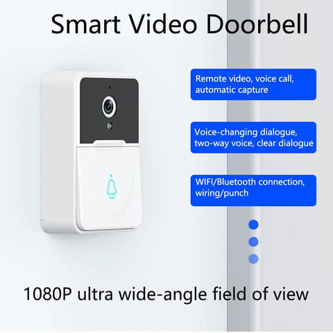 Smart Video Wireless Doorbell Camera with HD night vision and 3 in 1 home security system on wall, 2.4G WiFi only