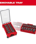 Shockwave Impact Duty Half Inch Drive Socket Set SAE Fifteen Piece DT 49 66 6802 with removable tray in red case