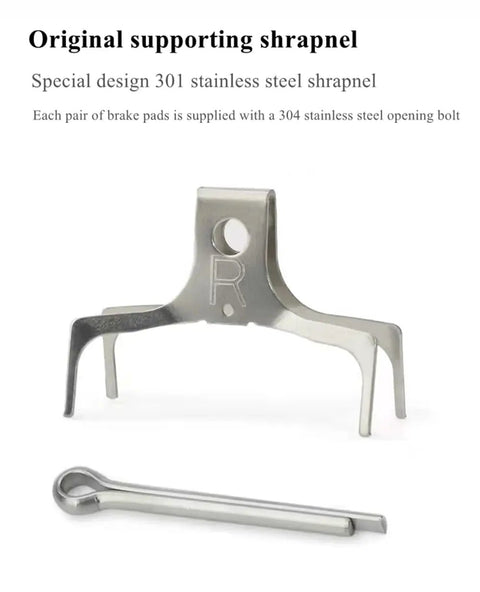 301 stainless steel shrapnel for Beefy Resin Mountain Bike Brake Pads With Metal Cooling Built For Serious Stopping Power.
