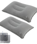 2Pack Ultralight A4 Travel Pillow With Flocked Fabric, Go-To Inflatable Neck And Lumbar Support, Small Square Design, gray pillows