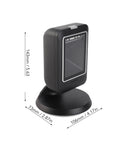 Omnidirectional 2D Barcode Scanner USB Wired Desktop Reader with dimensions 143mm x 106mm x 73mm displayed