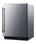 Built Tough 24 Inch All Freezer Stainless Finish Ada Compliant Frame 3 Point 7 Cu Ft Frost Free view of front with lock.