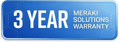 3 year Meraki solutions warranty badge for Heavy-Duty Enterprise Firewall Router Featuring Rock-Solid Sd-Wan Gigabit Ethernet.