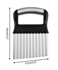Crinkle cutter with black handle and stainless steel blade, 14 cm long for crinkle-cut fries
