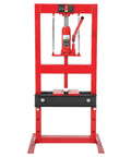 6 Ton Hydraulic Shop Press H Frame Garage Floor Press With Pressure Gauge, red frame, heavy duty tool for auto workshop.
