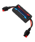 Built Tough RC Power Analyzer Watt Meter with crisp backlit readouts and heavy duty 45A plugs, compact design for energy tracking.