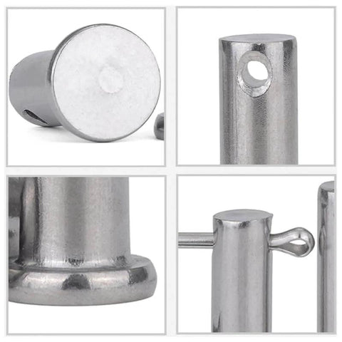 Close-up view of Beefy Adjustable Clevis Pin Kit for Trailers and Heavy Equipment Seven Sixteenths by Two and a Half Inch Zinc Steel Pins