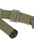 Green Web Sling For M1 Garand USGI Pattern Two Point OD Cotton Made In USA With Parkerized Steel Hardware close-up view.