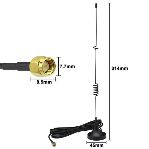 Real Game Changer High Gain Cellular Booster Antenna With 8Dbi Omnidirectional 4G Lte magnetic mount and RG174 cable, detailed view.