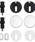 Heavy Duty Dual Pack Toilet Seats Featuring Soft Close Lid Solid MDF Build Slam Proof Hinges Rust Resistant Bolts And Quick Swap Mounting, toilet seat mounting hardware components.