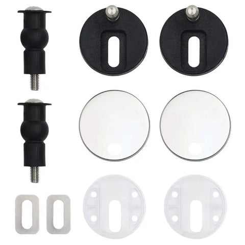 Heavy Duty Dual Pack Toilet Seats Featuring Soft Close Lid Solid MDF Build Slam Proof Hinges Rust Resistant Bolts And Quick Swap Mounting, toilet seat mounting hardware components.
