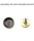 Slick Brushed Copper Mirror Screws With Solid Brass Washers Zero Hassle Install Decorative Fasteners For Bathroom Mirrors Kitchen Backsplash And Weekend Handy Work Projects 8 Pairs showing reflective caps and screws.