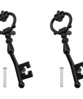 Black Antique Drawer Pull Handles Set Of 2 Retro Dresser Cabinet Knobs with screws, black zinc alloy key design hardware