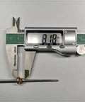 Digital caliper measuring 8.18mm with brass component on stainless steel rod for Bevel Gearbox Mini Differential With 10 To 22 Teeth Bevel Gear.