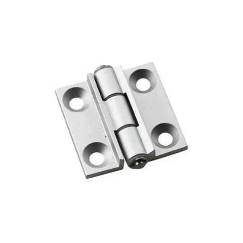 Heavy Duty 120 Degree Limit Hinge For Industrial Electrical Machinery And Automation Hardware Small One Piece with four mounting holes.
